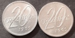 BRASIL  Série Alumínio  Base Catálogo Amigo 2024, 02 moedas MBC/soberba, 20 Cruzeiros, Anverso Mapa do Brasil, AV293, 1965