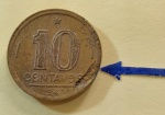 BRASIL  República Base Catálogo Amigo 2024, 01 moeda BC/MBC, 10 Ctvs, Brasileiros Ilustres(3), Bronze Alumínio, José Bonifácio, AV201, 1947. Anomalia: Reverso com cunho quebrado, conforme imagem.