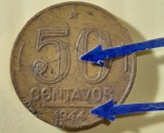BRASIL  República Base Catálogo Amigo 2024, 01 moeda BC/MBC, 20 Ctvs, Brasileiros Ilustres(3), Bronze Alumínio, Rui Barbosa, AV211, 1949. Anomalia: Cunho quebrado no centro do reverso, conforme imagem.