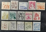 BRASIL  série PROFISSÕES completa, anos 1976/77, papel couché, sem fosforescência, do R557 ao R571, em estado MINT, leves pf., conforme imagem