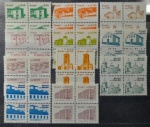BRASIL  série PATRIMÔNIO HISTÓRICO,em quadras, da Impressora WIFAG, denteação 11,5x11,0 novos com goma, estado MINT (R644, R646 ao 655), perfeito estado de conservação, conforme imagem