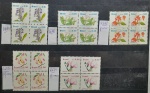 BRASIL FLORA BRASILEIRA, Padrão Cruzado Novo, em quadras, anos 1989/90, da Impressora WIFAG, novos com goma, estado MINT ( R669/70 e 672/74), em perfeito estado de conservação, conforme imagem