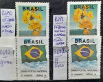BRASIL – série BANDEIRA NACIONAL (R692 e R692a - fosf. Amarelo e fosf. Gelo) E IPÊ AMARELO (R690 eR691 – pp.brilhante e pp.fosco) , novos com goma, em perfeito estado de conservação, conforme imagem