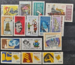 BRASIL – 15 selos comemorativos novos, ano 1968 e 1969(originalmente sem goma) e 1975 (com goma) (RHM 609/614/621/622/623/624/626/627/629/630/632/872/873/874/875 ),em perfeito estado de conservação, conforme imagem, valor estimado RHM 20,70 UFs.