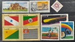 BRASIL – 10 selos comemorativos novos com goma, anos 1985/86, (RHM 1448, 1485, do RHM 1497 ao 1501 (H.22) e RHM 1507 ao 1509), em perfeito estado de conservação, conforme imagem, valor estimado RHM 12,5 UFs.