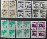 BRASIL – 6 quadras  MINT,série RECURSOS NATURAIS (R602, 605, 607a (verde vivo), 607b (verde cobalto), 613 e 620), em perfeito estado de conservação, conforme imagem.