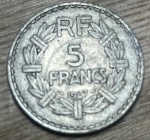 FRANÇA 1947-5 FRANOS, EXCELENTE MOEDA PARA ABRILHANTAR AINDA MAIS SUA COLEÇÃO.