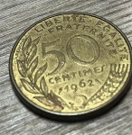   REP FRANCESA, 1962--50 CENTIMES. , EXCELENTE MOEDA PARA ABRILHANTAR AINDA MAIS SUA COLEÇÃO. 
