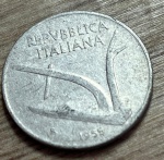  ITALIA, 10 LIRE. 1955-  , EXCELENTE MOEDA PARA ABRILHANTAR AINDA MAIS SUA COLEÇÃO. 