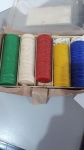 BRASIL. ESTOJO COM 243 FICHAS, EM 5 CORES, PARA MARCAÇAO DE JOGOS.