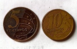 BRASIL. MBC MOEDAS DE 5 E 10 CENTAVOS ANO 1998- COMO MOSTRA IMAGEM