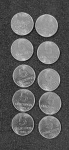 BRASIL.. 10 MOEDAS 5 CRUZEIROS FLOR DE CUNHO. ANO 1983- RETIRADO DO SACO DE PANO. V 352- ESTIMATIVA 50 REAIS