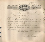 DOCUMENTO FINANCEIRO ANTIGO. 07 AÇÕES DE 200 MIL REIS CADA .  BANCO DE SÃO PAULO TITULO NUM 0947