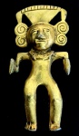 ACESSORIOS FEMININOS- broche  em tom dourado,, representando uma figura asteca ou maia.7cm de compri