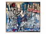 Ronaldo Torquato (1957-2020). METRÓPOLE. 2005. Técnica mista sobre tela. 166 x 183 cm. Assinado e datado no centro, à esquerda.