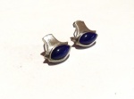 Vintage Luxo Jóias, Par de Brincos em Prata de Lei, com Gemas tonalidade Azul Profundo, medindo 1,7cm. Peso total 4,1gr 