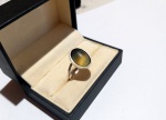 Vintage Fashion Luxo Jóias, Anel Artesanal Olho de Gato, em Prata de Lei, Duplos Aros 19 unidos, com Lapidação Cabochão. Peso total 6,26gr