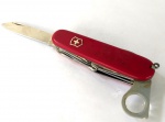 Vintage Coleção, Decoração, Clássico Canivete Suíço Victorinox, modelo com Lupa, medindo 15,8cm aberto, e 9cm fechado. Pequeno lascadinho em um dos lados do cabo vermelho