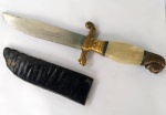 Vintage Coleção, Decoração, Adaga Tramontina Cabeça de Leão e Cabo Madre Pérola, medindo 26,2cm. Lâmina com logomarca da Itapemirim