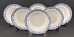 EPIAG, Tchecoslováquia. Seis pratos fundos em porcelana tcheca esmalatda na cor branca, decoração em azul floral. Manufatura no verso. Medindo: 5 x 23 cm.