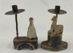 2 castiçais. 18 cm madeira e ferro