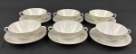 Rosenthal, Germany. Seis xícaras para consommé em porcelana alemã esmaltada na cor branca delicados ramos floridos e folhagens, finalizados por fino filetes em ouro. Manufatura no verso.