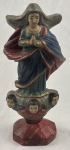 ARTE SACRA - Escultura em madeira policromada representado Nossa Senhora da Imaculada Conceição, medindo 32cm x 12cm.