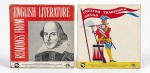 DISCOS DE VINIL, dois (2) antigos cursos em discos, sendo: A) English Literature  Readings From, curso de literatura inglesa, Série 7, contendo 6 discos LP, acompanhado de manual; B) English Traditional Songs, Série 8, contendo 6 discos LP, acompanhado de manual. Edições de Empreendimentos Culturais Brasileiros Ltda. Capas com sinais de uso, manchas e desgaste compatíveis com a idade, não testados e sem garantia de funcionamento.