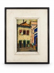 JESUS, "Casario", óleo sobre tela, datada de 1978, moldura em madeira escura, medindo 38x30,5cm.