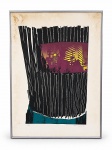 CARMEM BRANDY, "Sem Titulo", serigrafia datada de 1976, tiragem 29/50, apresentando manchas e pequena quebra no vidro, moldura em alumínio de sanduiche, medindo 97,5x65cm e obra 95x75cm.