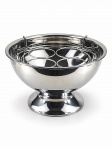 METAL / INOX - Grande champanheira confccionada em metal inox com suporte interno para 4 garrafas , apoiado sobre base circular , medida : 22,5 x 40 cm