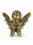 ARTE SACRA, um (1) adorno de parede representando figura angelical confeccionada em bronze, medindo 10x12cm.