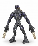 BRINQUEDO, uma (1) figura de ação MATTEL, da linha MAX STEEL, personagem Elementor Metal, também conhecido como Elementor Metal Razor, fabricado por volta de 2005, confeccionado em plástico rígido, com corpo articulado em tom metálico, detalhes roxos e mãos equipadas com garras alongadas, medindo 30cm de altura.