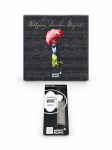COLECIONISMO, conjunto com duas (2) peças MONTBLANC, sendo 1 em homenagem a Wolfgang Amadeus Mozart, composto por estojo comemorativo com CD Amadeus  Special Edition for Montblanc e embalagem com cargas originais para caneta esferográfica, cor preta, Made in Germany. Não acompanha caneta. Peças no estado da foto.