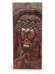 QUADRO, Jesus Cristo, talha sobre madeira apresentando falhas, medindo 66x29cm.
