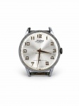 RELÓGIO, um (1) relógio de pulso masculino vintage, marca SERGINES, movimento mecânico de corda manual, 17 rubis, sistema antimagnético, caixa circular em metal prateado, mostrador prateado com acabamento radial, algarismos arábicos e ponteiros centrais. Fundo em aço inoxidável, com numeração 4742. Sem pulseira. Apresenta sinais de uso, riscos, oxidação e desgastes na caixa e no mostrador. Funcionamento não testado. No estado. Ponteiro de segundo solto, medindo 32mm;