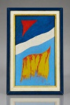ARNALDO, "Arte Abstrata", óleo sobre tela, moldura em madeira com falhas, medindo 40x26cm