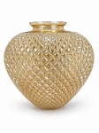 VIDRO, um (1) plafon confeccionado em vidro nacarado na tonalidade champanhe com moldagem representando pinha, medindo 23x23x10cm.
