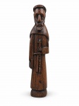 ARTE SACRA, um (1) imaginário confeccionada em madeira escura representando Santo Antônio, medindo 29cm de altura. Lascado na base.