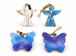 DIVERSOS, quatro (4) adornos de árvore de natal confeccionadas em madeira com pintura colorida, sendo 2 figuras angelicais ,  medindo 17,5x16cm e  (2) borboletas, medindo : 13 x 18 cm