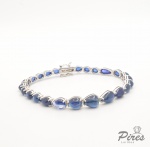 Pulseira RIVIERA degrade em Ouro Branco 18K com 34,67 Cts em Safiras Cabochão Lapidação Gota, 20cm d