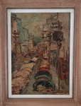 Tadashi Kaminagai, `Cidade` - óleo sobre placa medindo 72 x 52 Cm, a.c.i.d