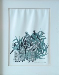 Olumello, `Baianas` - técnica mista sobre papel medindo 25 x 17,5 Cm , a.c.i.d