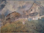 Yoshiya Takaoka, `Sem título` - óleo sobre madeira medindo 54x72cm, a.c.i.e com certificado