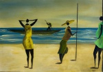 Héctor Carybe, `Marinha com Figuras` - óleo sobre tela medindo 48,5x68,5cm, a.c.i.d