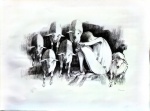 Enrico Bianco, `Menino com Carneiros 9/50` - Litografia medindo 38x59cm, a.c.i.d