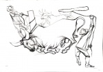 Enrico Bianco, `Derrubada H/C` - Litografia medindo 46x65cm, a.c.i.d