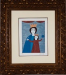 Alfredo Volpi, `Madona com Menina` - serigrafia nº P.A- medindo 42x30cm, a.c.i.d