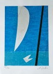 Alfredo Volpi, `Vela, Mastro e Bandeirinha 26/200` - gravura medindo 42x30, a.c.i.d