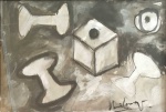 Iberê Camargo, `Dados e Carretéis` - Técnica mista sobre cartão medindo 32x 47, a.c.i.d